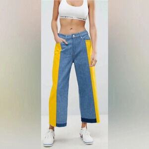 Tommy Hilfiger Mid Rise Culotte Annie Flare Vintage Colorblock Jeans Size 26